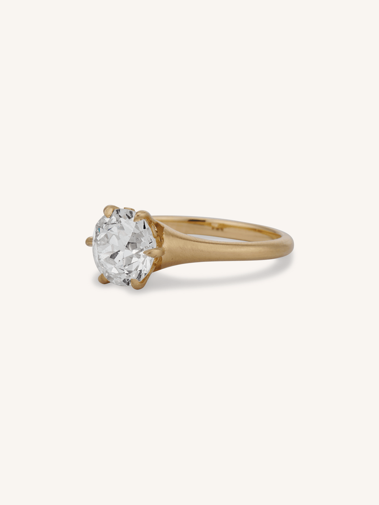 Mira 1.96ct old European cut diamond engagement ring in 18k yellow gold with six-prong crown - 3/4