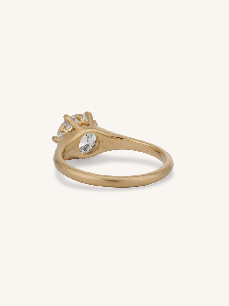 Mira 1.96ct old European cut diamond engagement ring in 18k yellow gold with six-prong crown - back