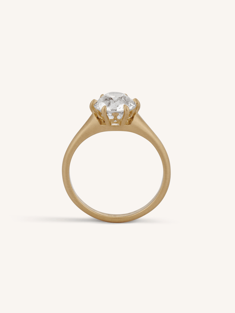 Mira 1.96ct old European cut diamond engagement ring in 18k yellow gold with six-prong crown - profile