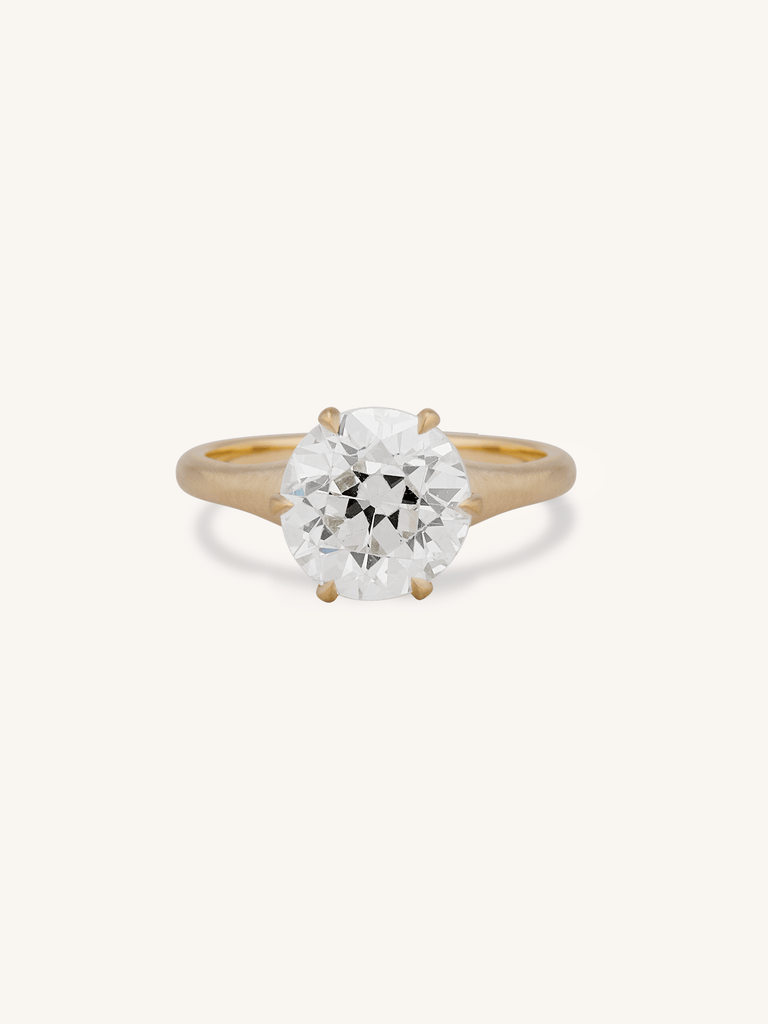 Mira 2.70 Carat Old European Cut Diamond 18K Yellow Gold Engagement Ring