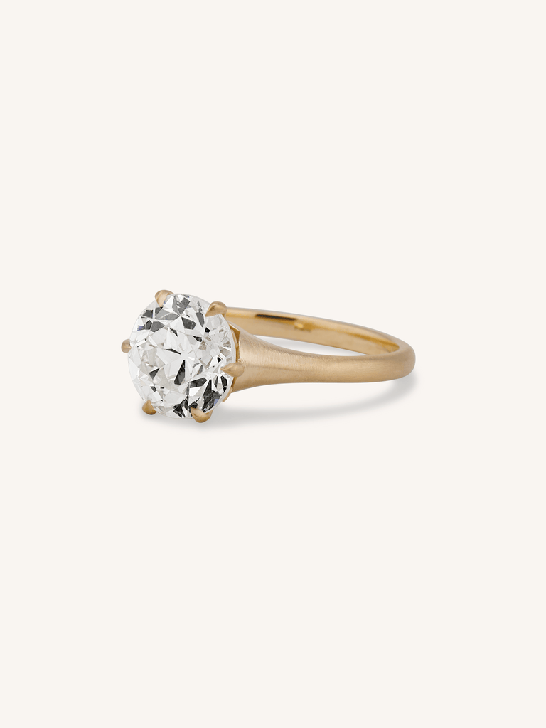 Mira 2.70 Carat Old European Cut Diamond 18K Yellow Gold Engagement Ring