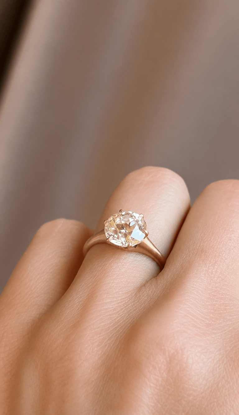 Mira 2.70 Carat Old European Cut Diamond 18K Yellow Gold Engagement Ring