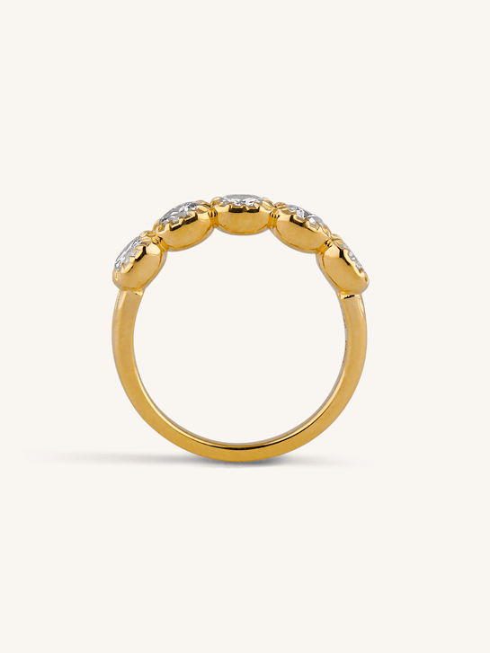 Old European Diamond Five Stone Band in 18k Yellow Gold Collet .86