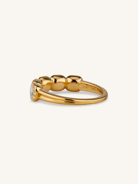 Old European Diamond Five Stone Band in 18k Yellow Gold Collet .86