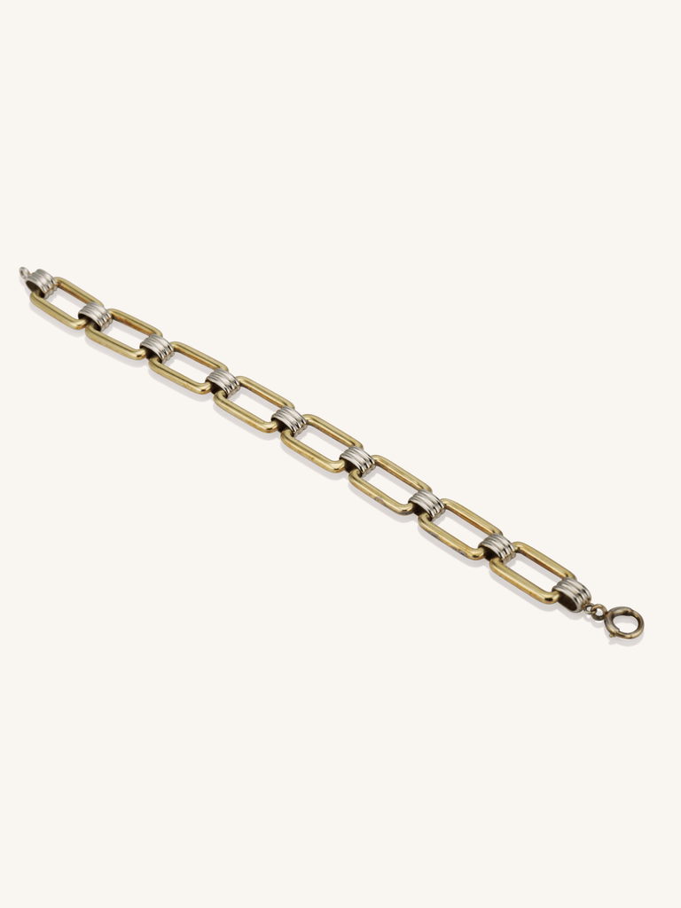 Retro Bi-Color Gold Rectangular Link Vintage Bracelet Circa 1940