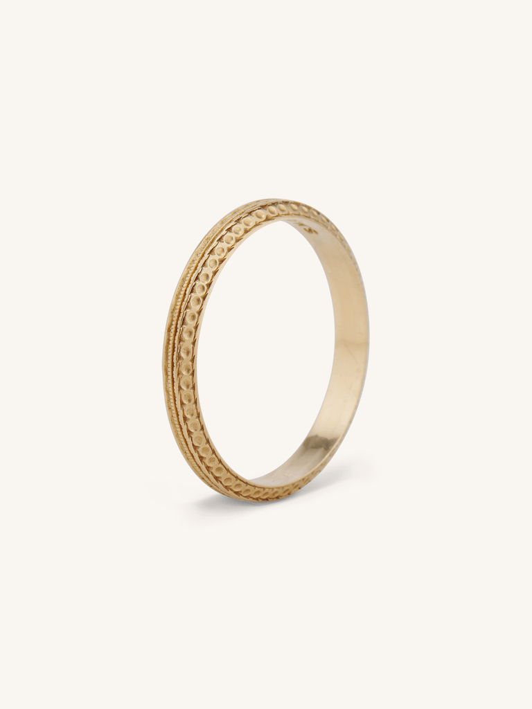 Shiman-Miller Art Deco Engraved Wedding Band in 14K Yellow Gold, America - Size 5.75