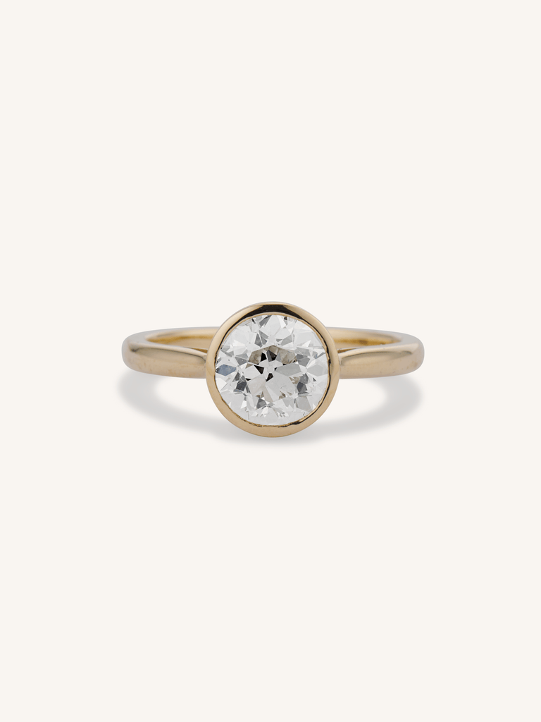Solara 1.81ct antique old European cut bezel-set engagement ring in 18k yellow gold