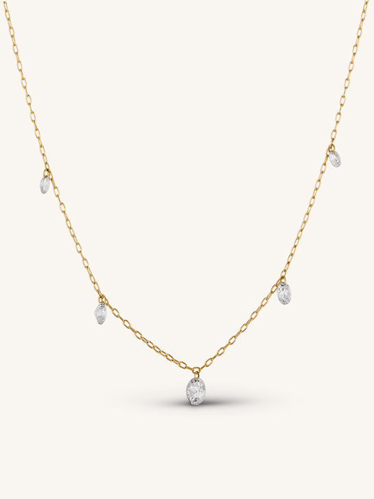 Stellar 1.55 Carats Floating Old Mine Antique Diamond Necklace