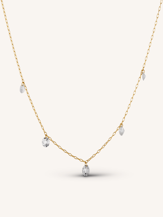 Stellar Necklace 1.79 Floating Antique Old Mine Diamond Necklace