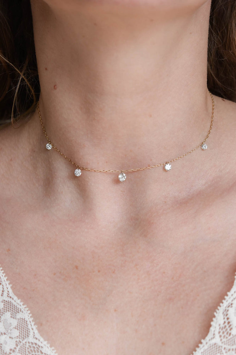 Stellar Necklace 1.79 Floating Antique Old Mine Diamond Necklace