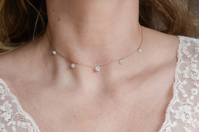 Stellar Necklace 1.79 Floating Antique Old Mine Diamond Necklace