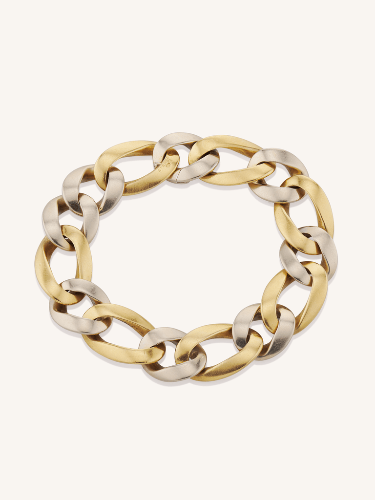 Sterlé Mid-Century Two-Tone Gold Link Vintage Bracelet, France