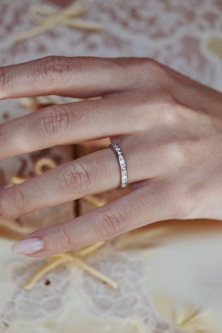 Tiffany & Co. Edwardian Diamond Vintage Wedding Half Band - Size 8