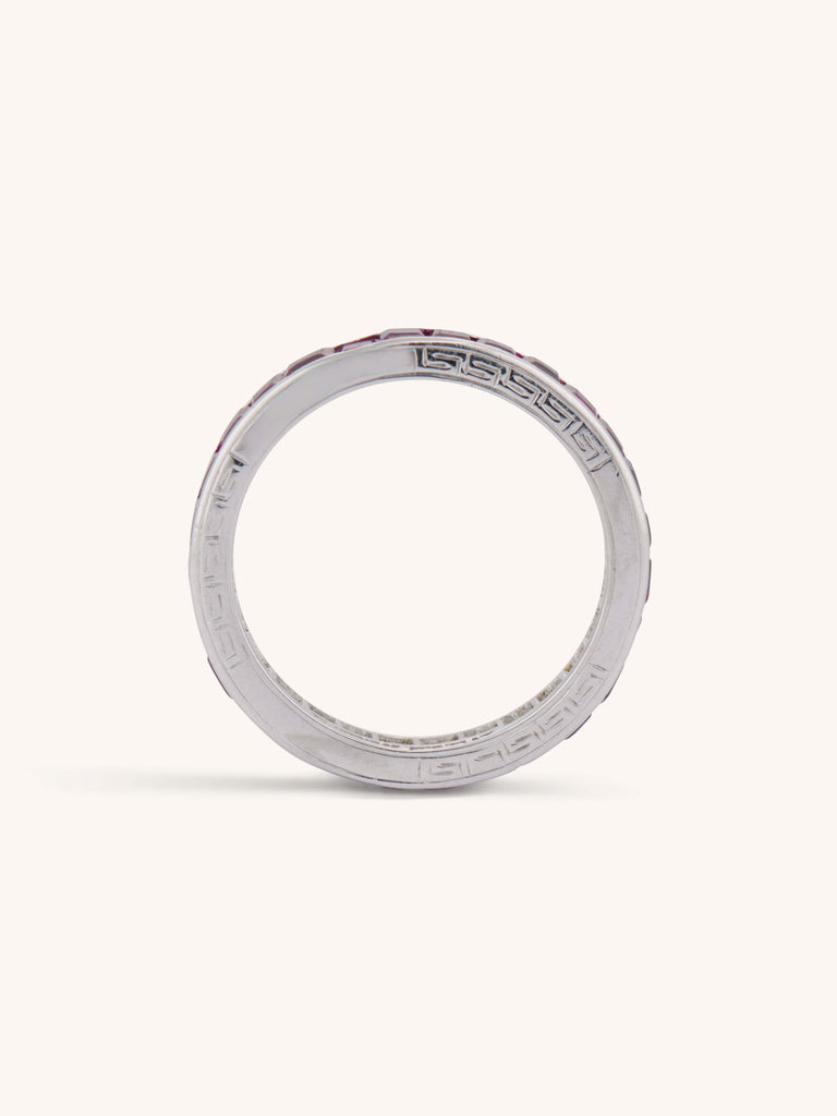 Tiffany & Co. Carré Cut Ruby Mid-Century Platinum Eternity Band