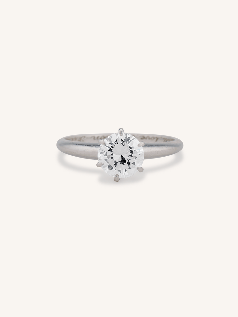 Tiffany & Co. Diamond Six-Prong Platinum Vintage Solitaire Engagement Ring and Band Set