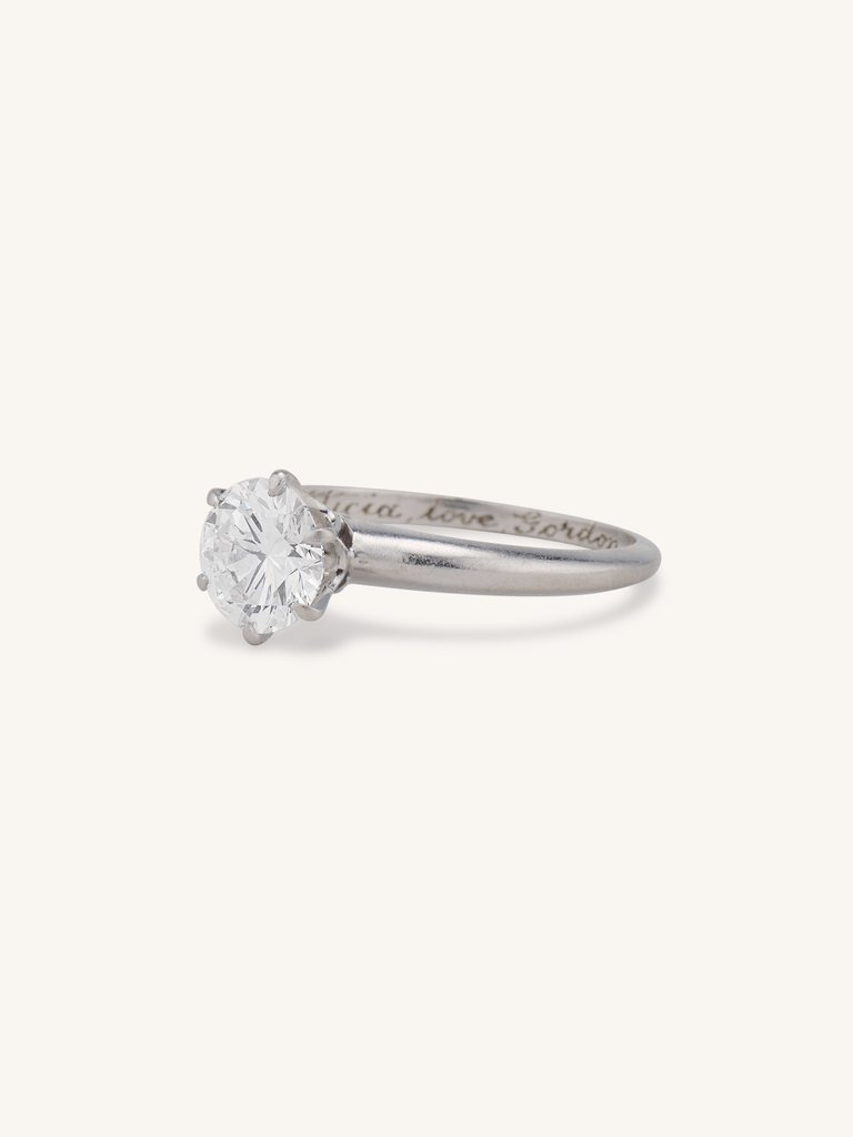 Tiffany & Co. Diamond Six-Prong Platinum Vintage Solitaire Engagement Ring and Band Set