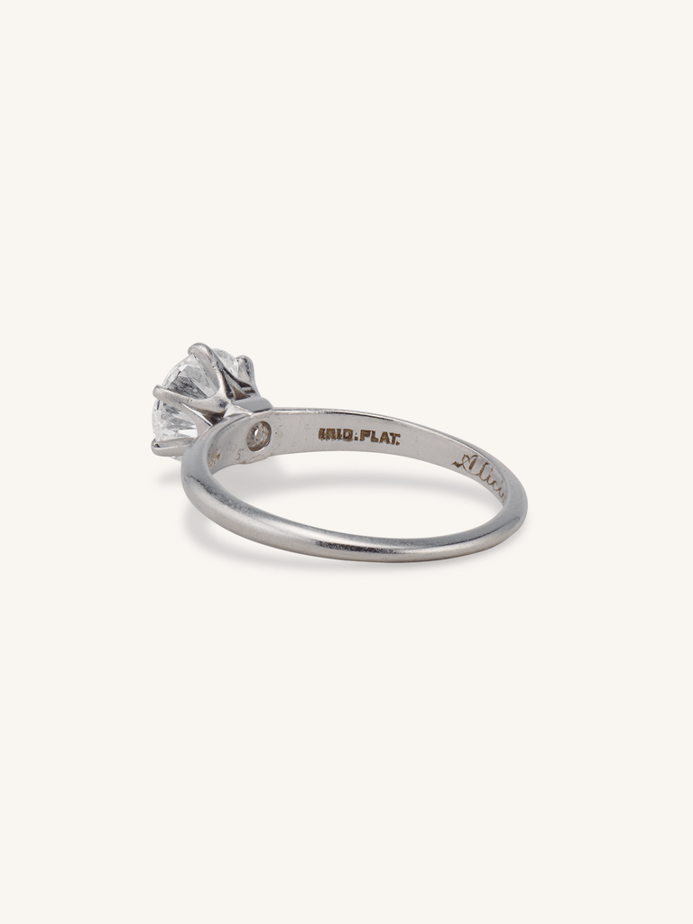Tiffany & Co. Diamond Six-Prong Platinum Vintage Solitaire Engagement Ring and Band Set