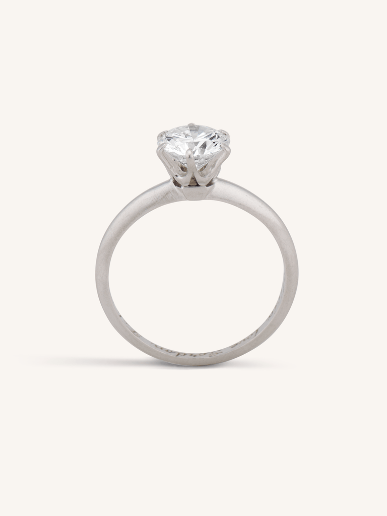 Tiffany & Co. Diamond Six-Prong Platinum Vintage Solitaire Engagement Ring and Band Set