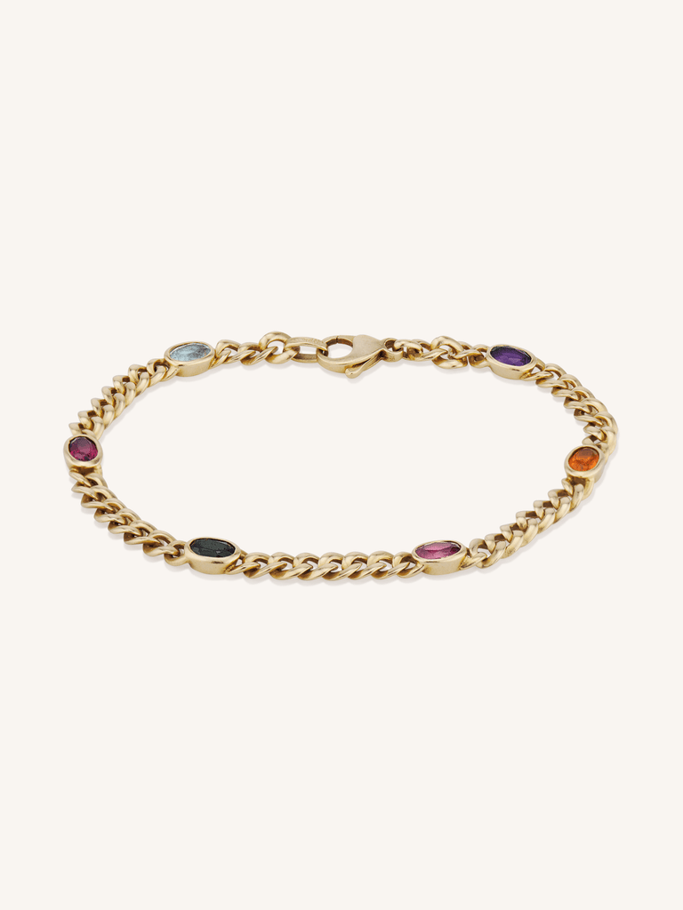 Tiffany & Co. Gem-Set Curb Link Vintage Bracelet in 18K Yellow Gold