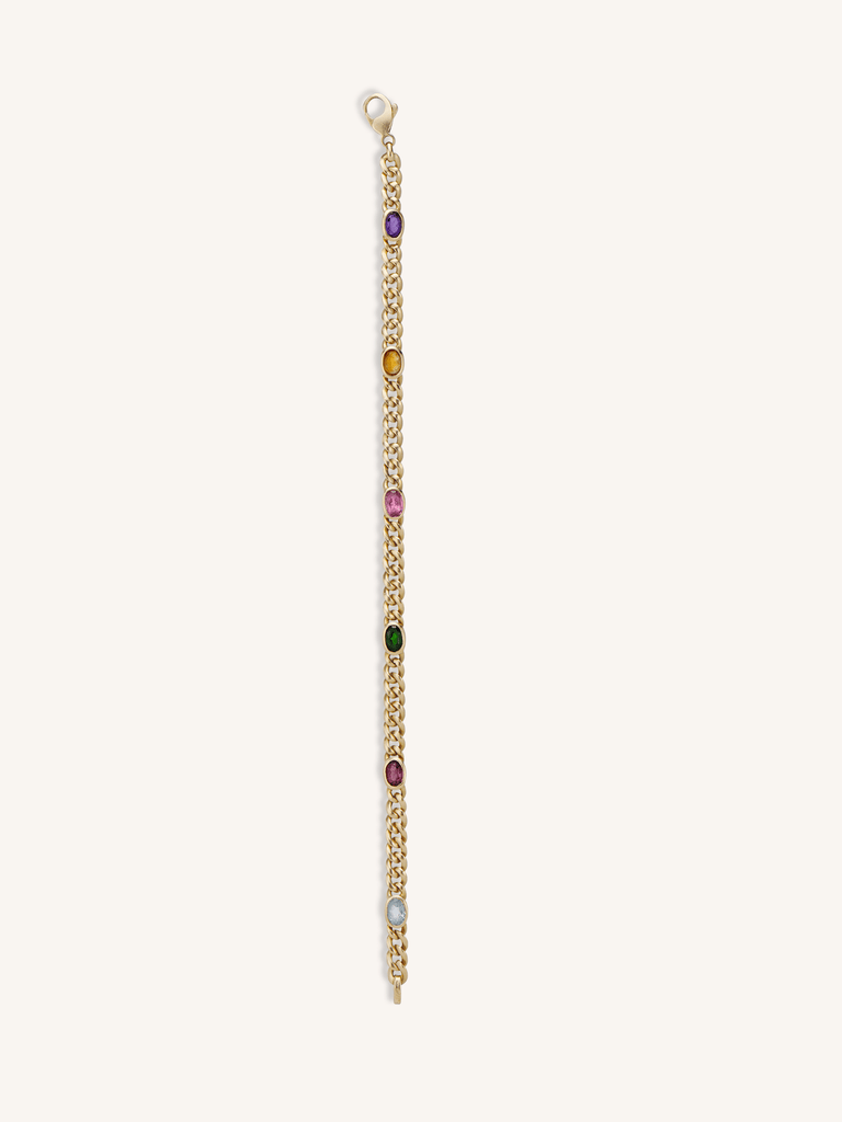 Tiffany & Co. Gem-Set Curb Link Vintage Bracelet in 18K Yellow Gold