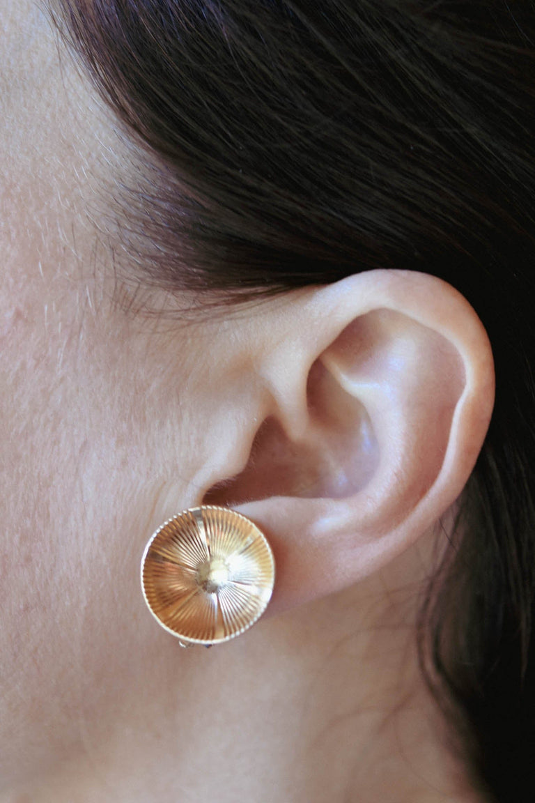 Tiffany & Co. Gold Retro Vintage Earclips on an ear