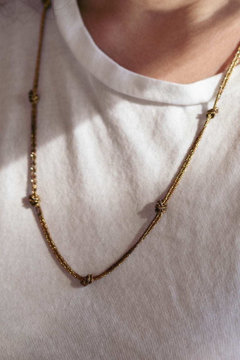 Tiffany & Co. Knotted Double Gold Vintage Chain, Germany on a model