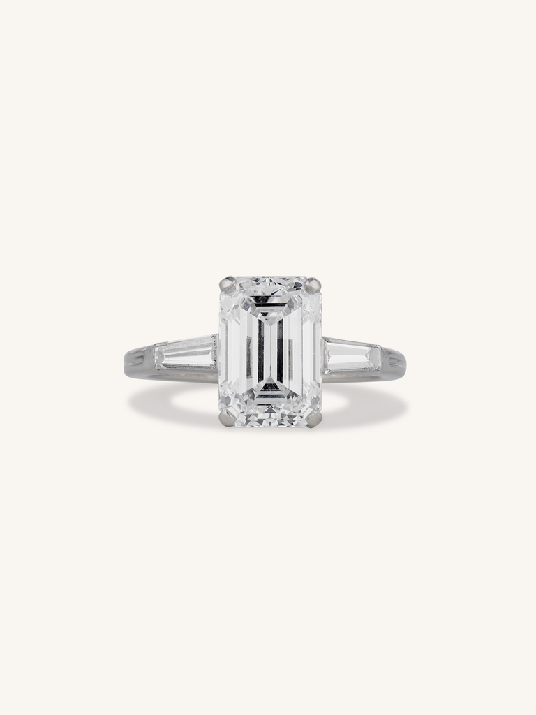 Tiffany & Co. Mid-Century 3.22 Carat Emerald Cut Diamond Vintage Engagement Ring