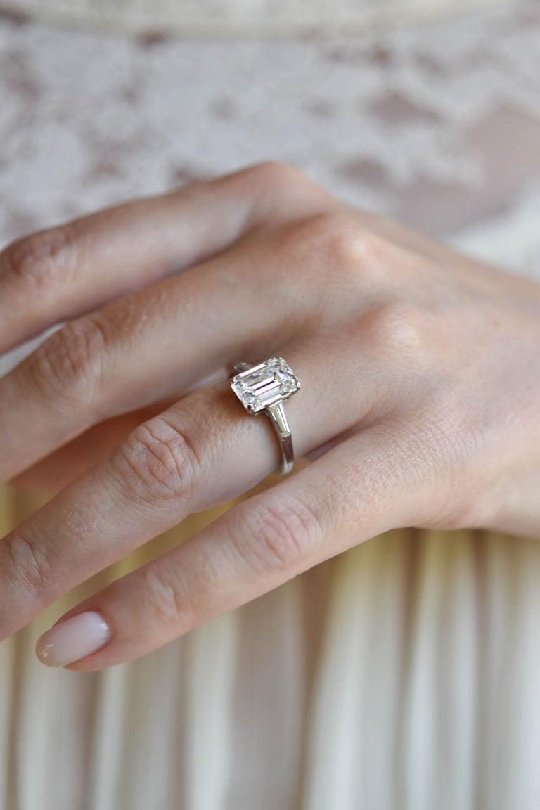 Tiffany & Co. Mid-Century 3.22 Carat Emerald Cut Diamond Vintage Engagement Ring