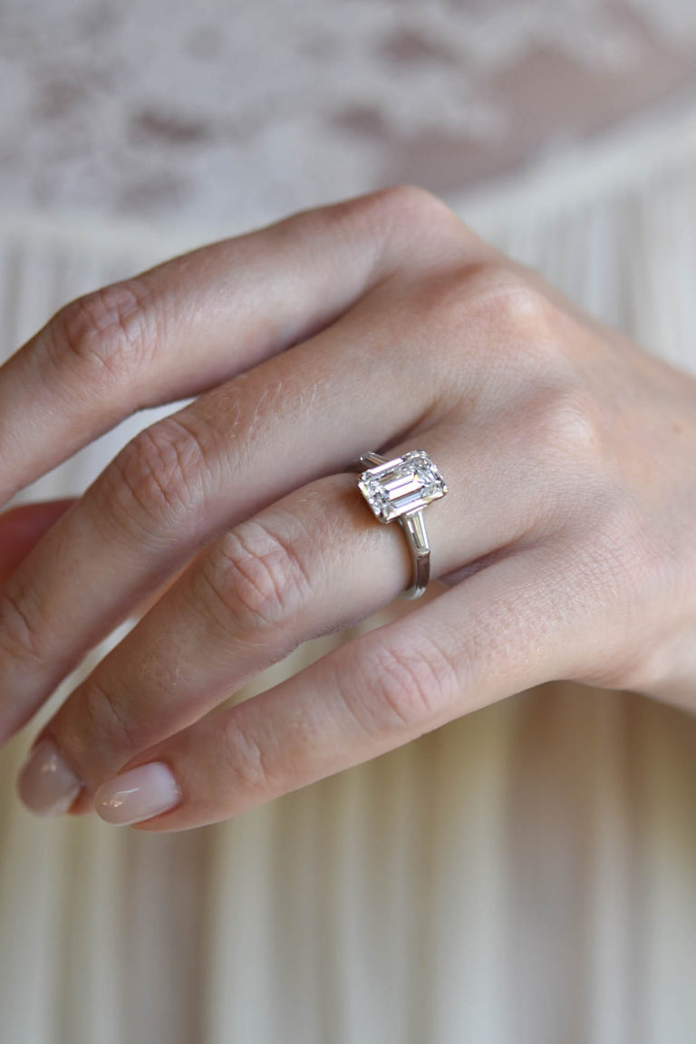 Tiffany & Co. Mid-Century 3.22 Carat Emerald Cut Diamond Vintage Engagement Ring