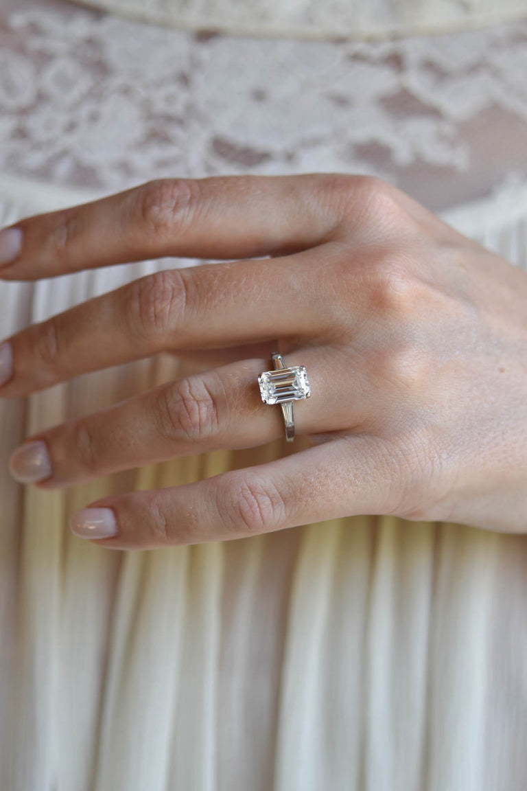 Tiffany & Co. Mid-Century 3.22 Carat Emerald Cut Diamond Vintage Engagement Ring
