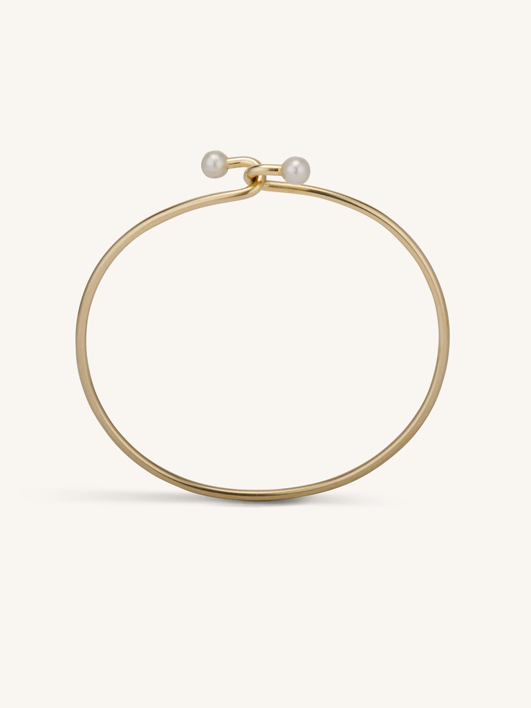 Tiffany & Co. Pearl & Gold Bypass Vintage Bangle Profile