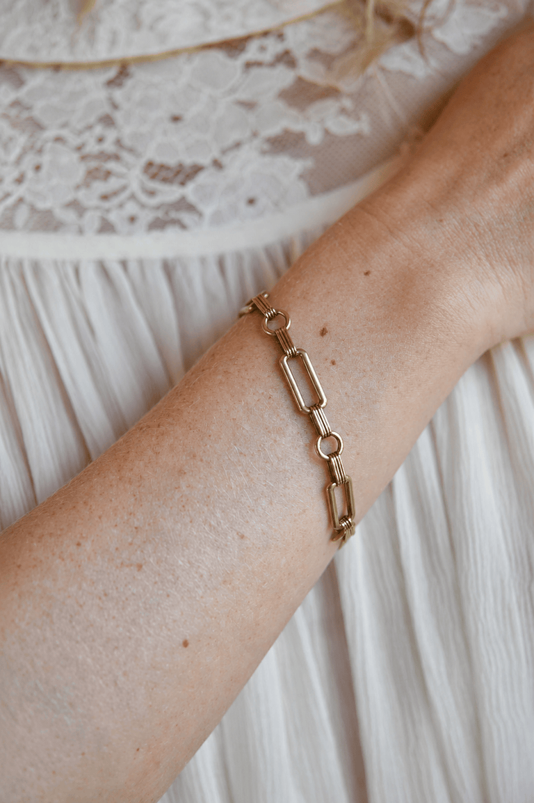 Tiffany & Co. Retro 14K Yellow Gold Rectangular Link Vintage Bracelet