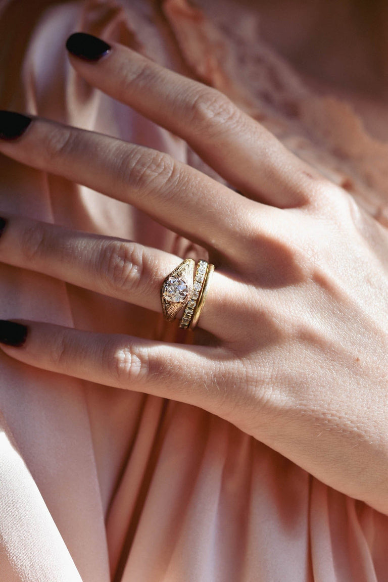 Victorian 1.17 Carat Old European Cut Diamond Engraved "1867" Antique Engagement Ring