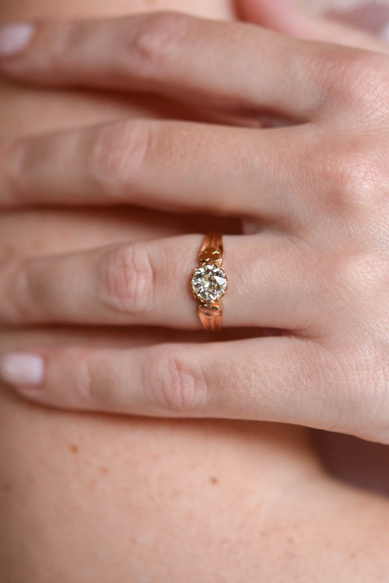 Victorian 1.02 Carat Old European Cut Diamond Antique Engagement Ring 9173