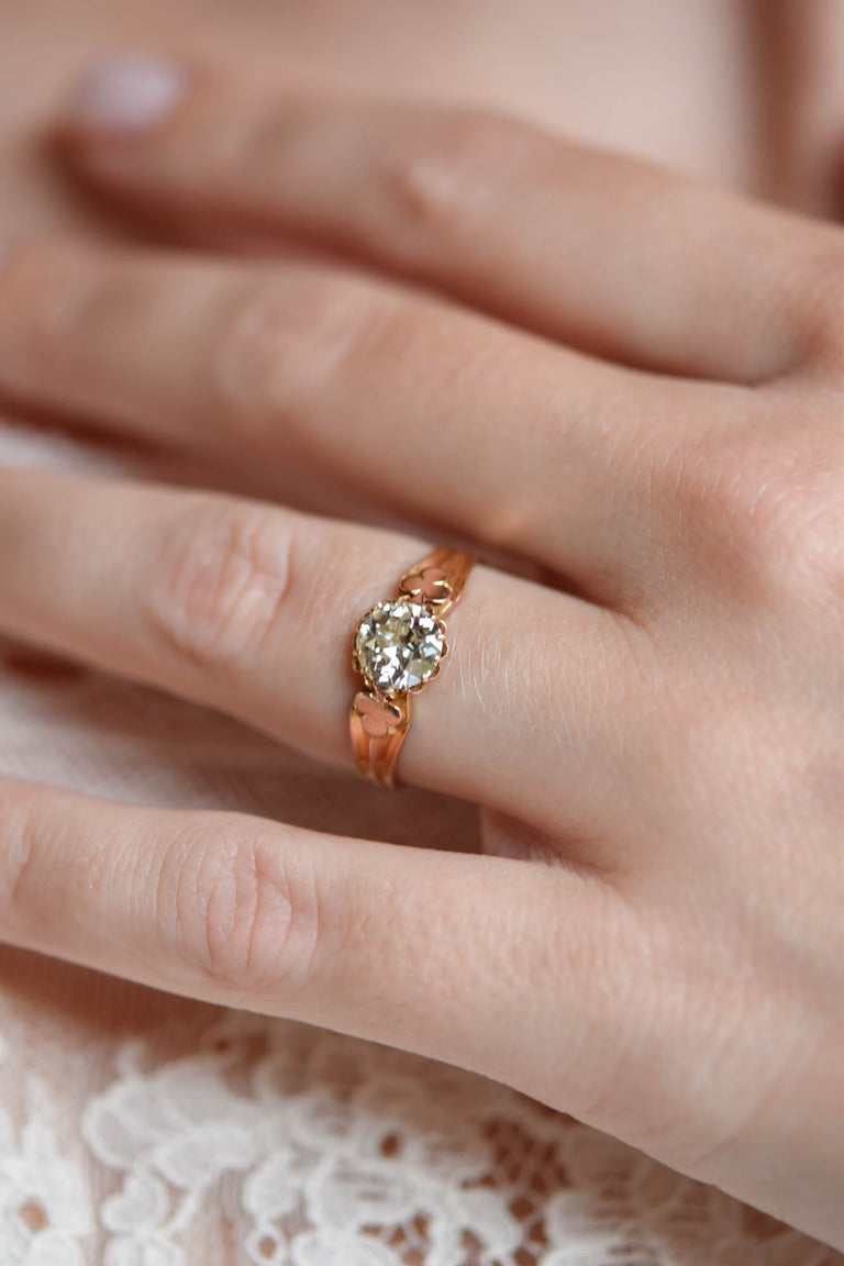 Victorian 1.02 Carat Old European Cut Diamond Antique Engagement Ring 9173