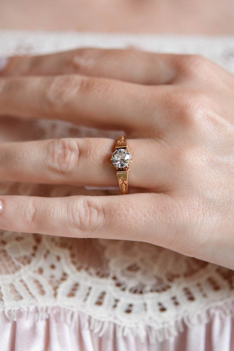 Victorian 1.02 Carat Old European Cut Diamond Antique Engagement Ring