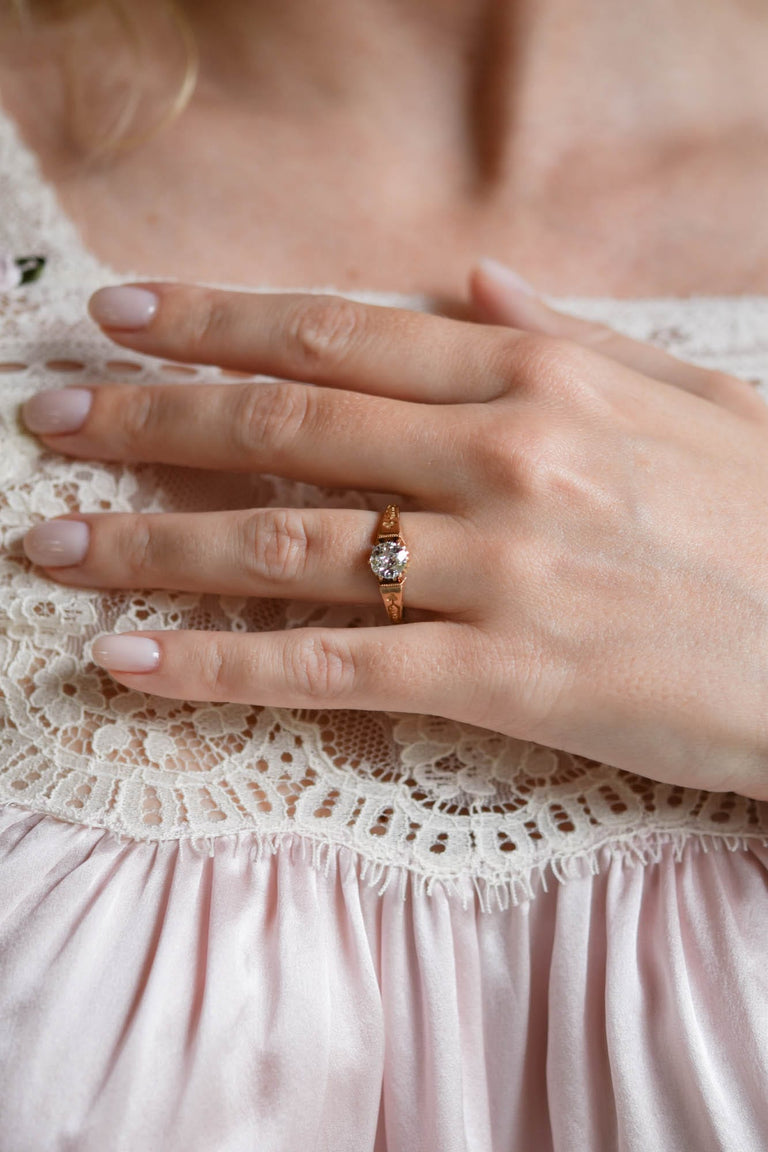 Victorian 1.02 Carat Old European Cut Diamond Antique Engagement Ring