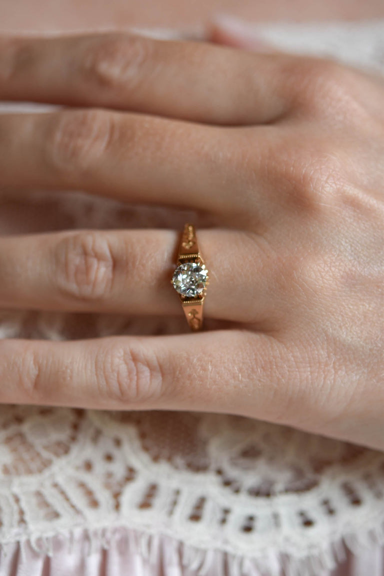 Victorian 1.02 Carat Old European Cut Diamond Antique Engagement Ring