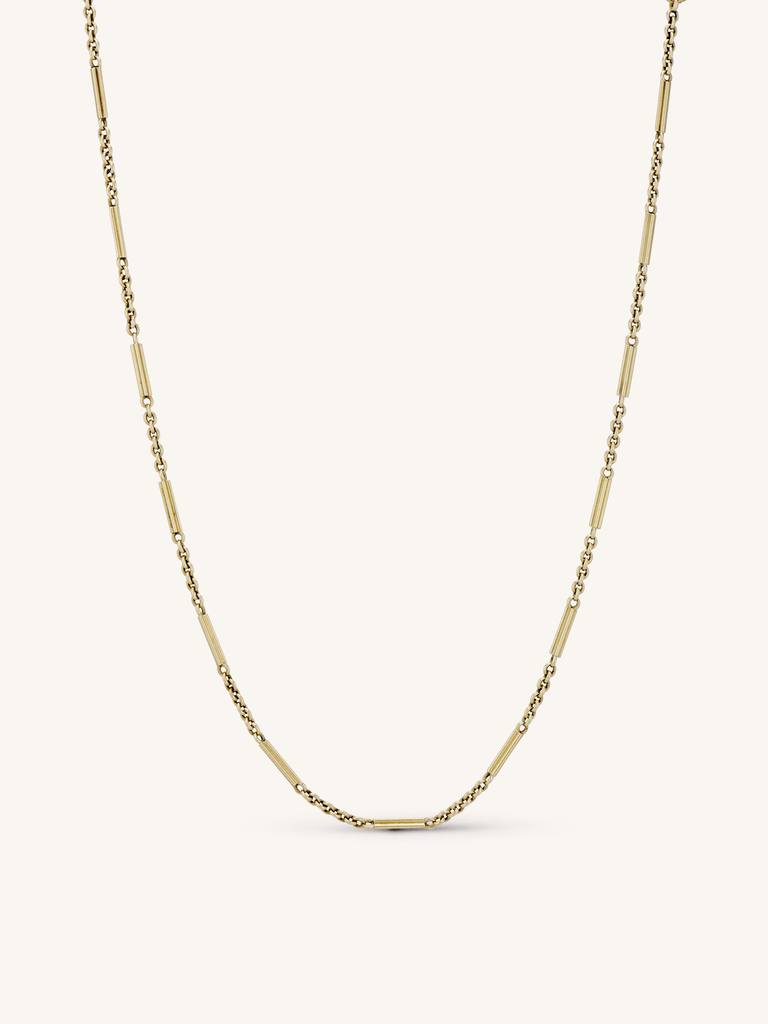 Victorian 14K Yellow Gold Antique Watch Chain Necklace with Double Dog Clips