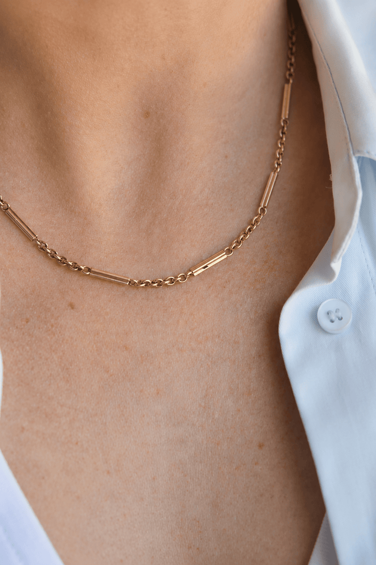 Victorian 14K Yellow Gold Antique Watch Chain Necklace with Double Dog Clips