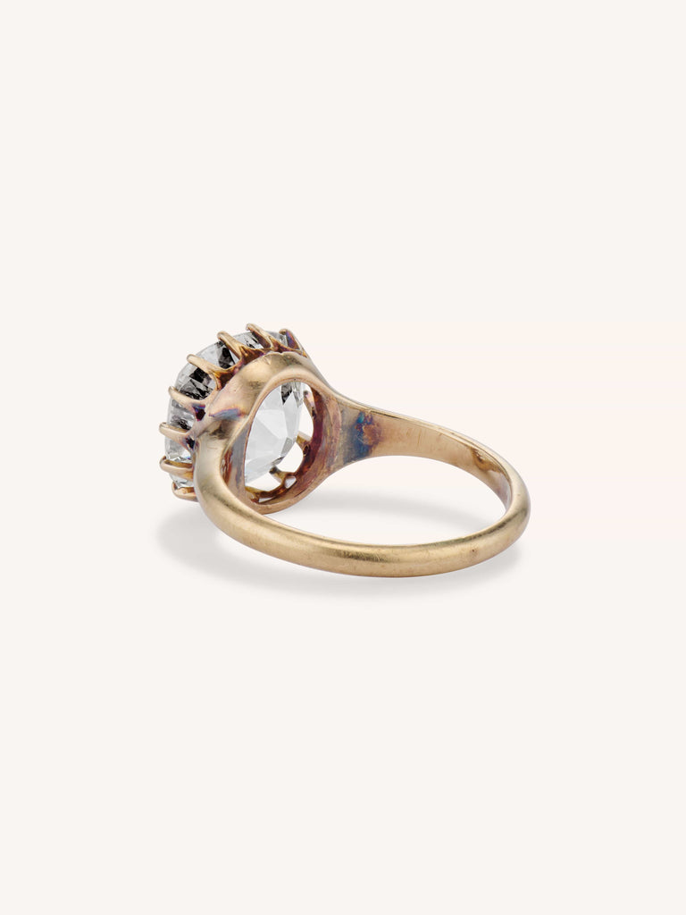 Victorian 3.67 Carat Old Mine Cut Diamond Gold Solitaire Antique Engagement Ring - 3/4