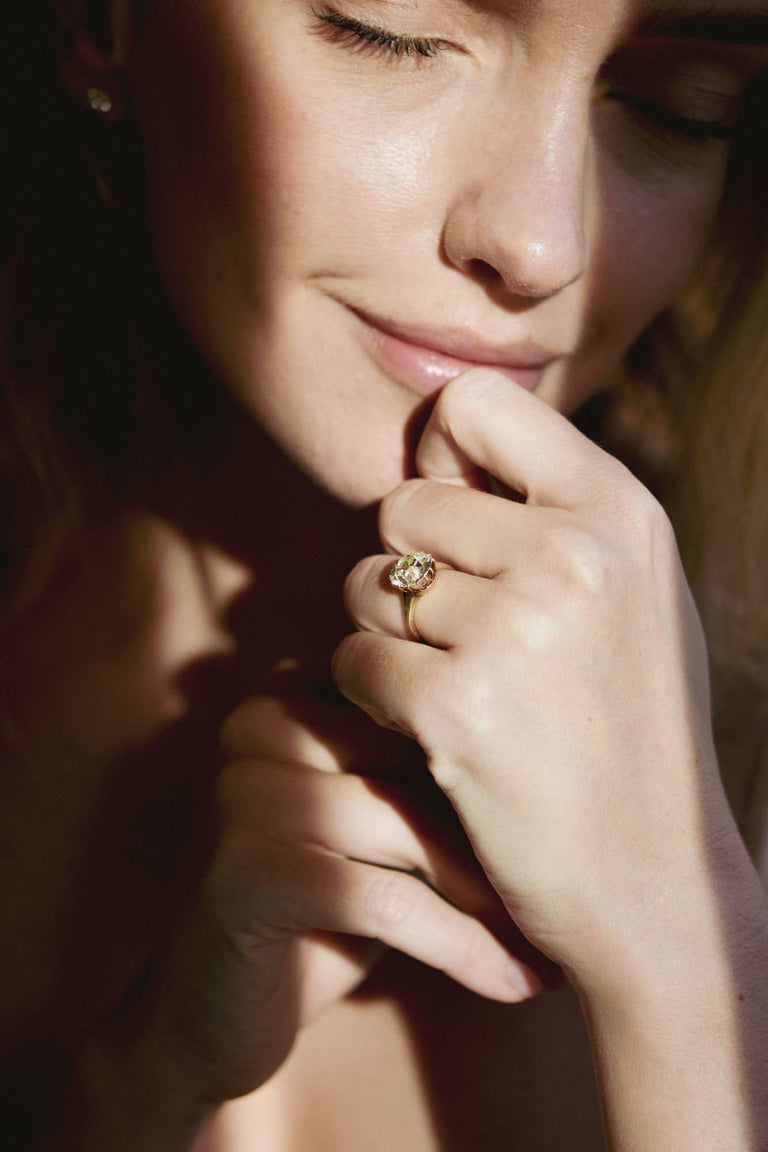 Victorian 3.67 Carat Old Mine Cut Diamond Gold Solitaire Antique Engagement Ring - model 2