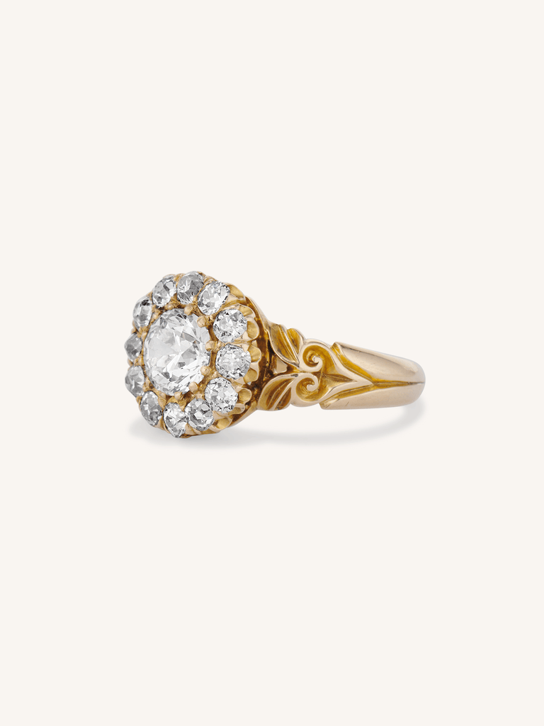Victorian Antique Old European Cut Diamond Cluster Engagement Ring