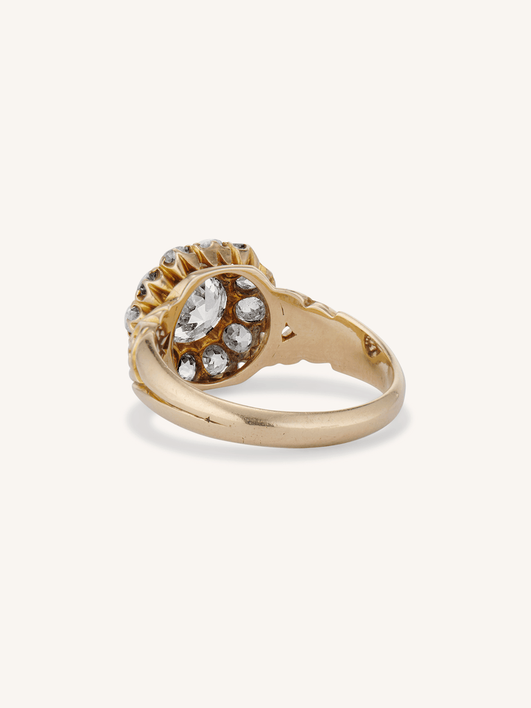 Victorian Antique Old European Cut Diamond Cluster Engagement Ring
