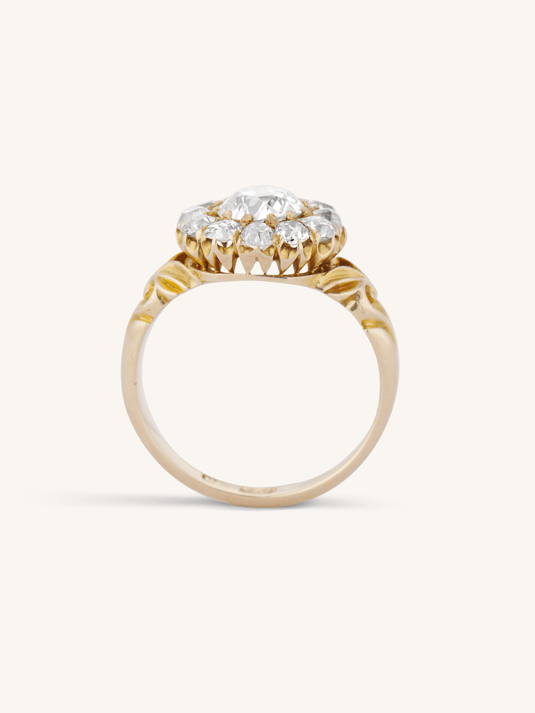 Victorian Antique Old European Cut Diamond Cluster Engagement Ring