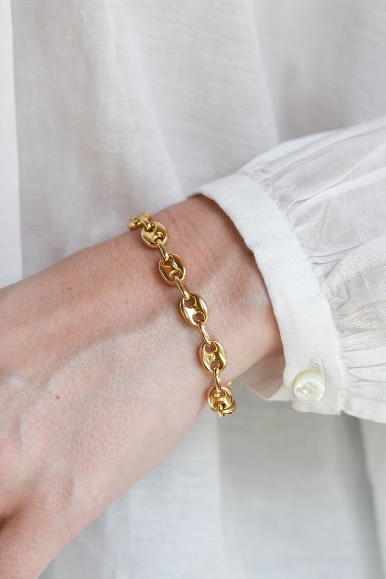 Vintage 18k Yellow Gold Mariner Link Bracelet