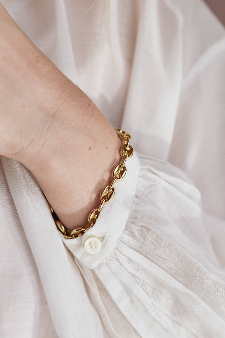 Vintage 18k Yellow Gold Mariner Link Bracelet