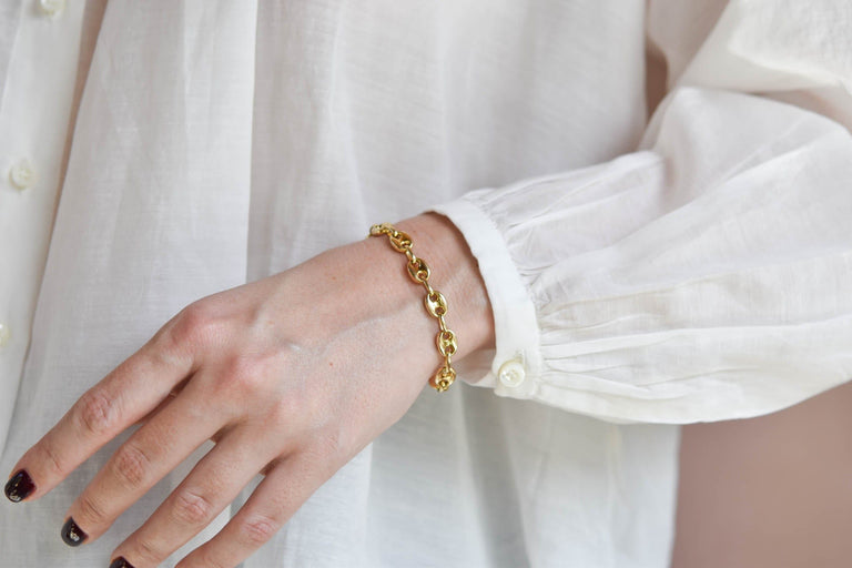 Vintage 18k Yellow Gold Mariner Link Bracelet