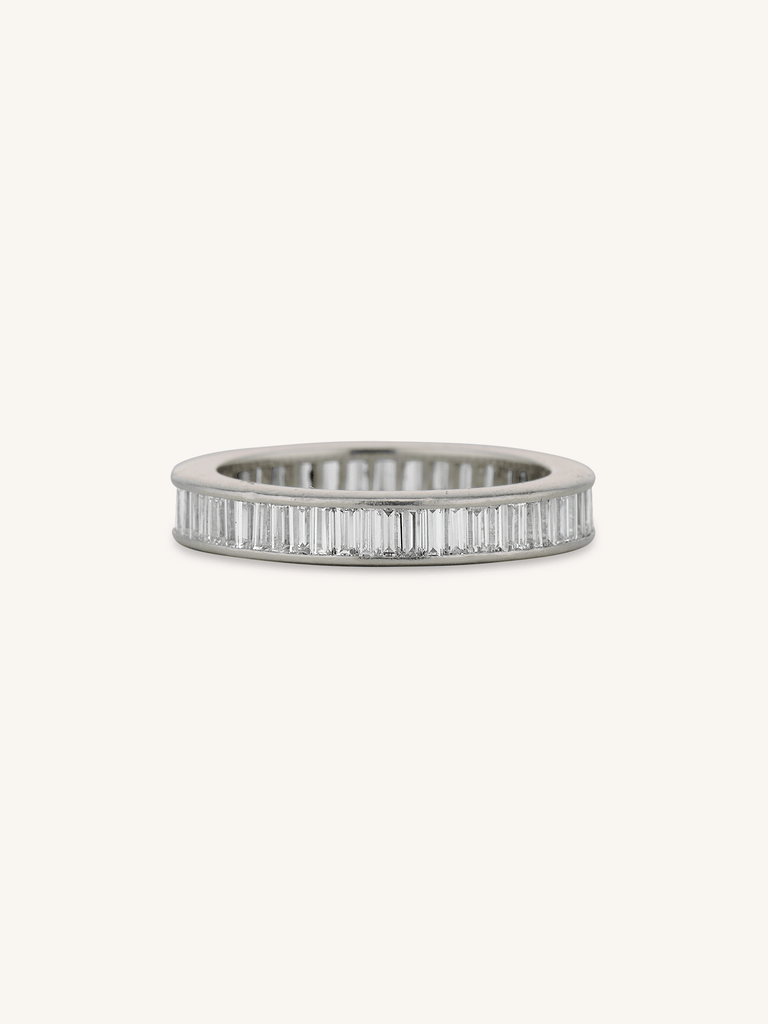 Vintage 2.40 Carat Vertical Baguette Diamond Platinum Eternity Band - Size 5