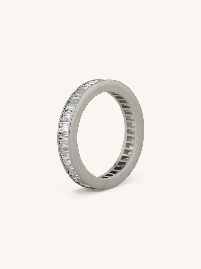 Vintage 2.40 Carat Vertical Baguette Diamond Platinum Eternity Band - Size 5